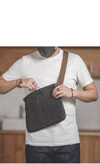 Cool Casual Canvas Men's Gray Side Bag Postman Bag Messenger Bag For Men