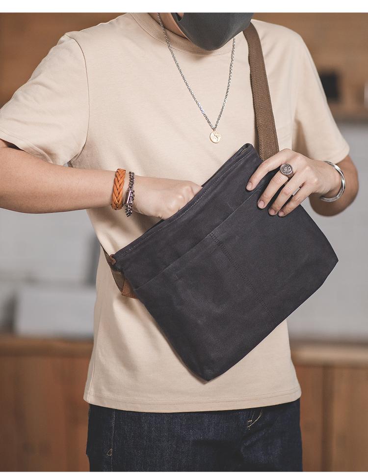 Cool Casual Canvas Men's Gray Side Bag Postman Bag Messenger Bag For M