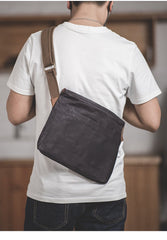 Cool Casual Canvas Men's Gray Side Bag Postman Bag Messenger Bag For Men