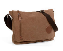 Cool Casual Canvas Womens Mens Side Bag 14'' Shoulder Bag Khaki Messenger Bag For Men