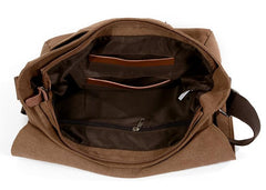 Cool Casual Canvas Womens Mens Side Bag 14'' Shoulder Bag Khaki Messenger Bag For Men