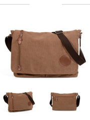 Cool Casual Canvas Womens Mens Side Bag 14'' Shoulder Bag Khaki Messenger Bag For Men