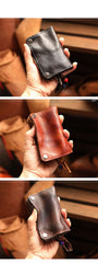 Cool Black Leather Mens billfold Key Wallet Bifold Brown Small Key Wallet Key Holder For Men