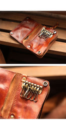 Cool Black Leather Mens billfold Key Wallet Bifold Brown Small Key Wallet Key Holder For Men