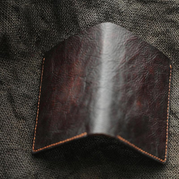 Handmade Dark Coffee Leather Mens Vertical Small Wallet Cool billfold Wallet Bif CB0118032