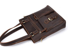 Cool Black Coffee Leather Tote Work Bag Handbag Briefcase Shoulder Bag For Men