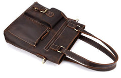 Cool Black Coffee Leather Tote Work Bag Handbag Briefcase Shoulder Bag For Men