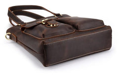 Cool Black Coffee Leather Tote Work Bag Handbag Briefcase Shoulder Bag For Men