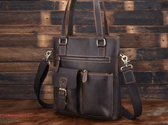 Cool Black Coffee Leather Tote Work Bag Handbag Briefcase Shoulder Bag For Men