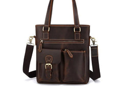 Cool Black Coffee Leather Tote Work Bag Handbag Briefcase Shoulder Bag For Men