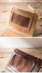 Cool Brown Leather Mens Small Wallets Bifold Black Vintage Slim billfold Wallet for Men