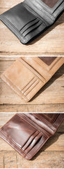 Cool Brown Leather Mens Small Wallets Bifold Black Vintage Slim billfold Wallet for Men