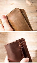 Cool Brown Leather Mens Small Wallets Bifold Black Vintage Slim billfold Wallet for Men