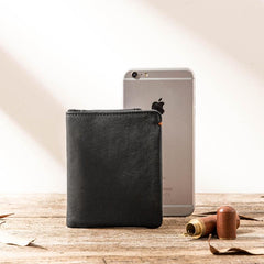 Cool Brown Leather Mens Small Wallets Bifold Black Vintage Slim billfold Wallet for Men