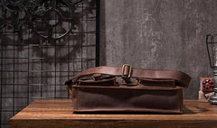 Cool Coffee Leather Mens Briefcase 14inch Laptop Bag Work Handbag Business Bag for Men