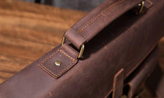 Cool Coffee Leather Mens Briefcase 14inch Laptop Bag Work Handbag Business Bag for Men