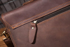 Cool Coffee Leather Mens Briefcase 14inch Laptop Bag Work Handbag Business Bag for Men