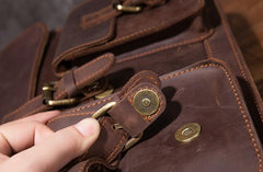 Cool Coffee Leather Mens Briefcase 14inch Laptop Bag Work Handbag Business Bag for Men