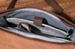 Cool Coffee Leather Mens Briefcase 14inch Laptop Bag Work Handbag Business Bag for Men