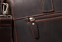 Cool Coffee Leather Mens Briefcase 15inch Laptop Bag Work Handbag Business Bag for Men