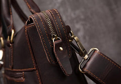 Cool Coffee Leather Mens Briefcase 15inch Laptop Bag Work Handbag Business Bag for Men