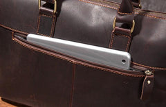 Cool Coffee Leather Mens Briefcase 15inch Laptop Bag Work Handbag Business Bag for Men
