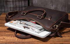 Cool Coffee Leather Mens Briefcase 15inch Laptop Bag Work Handbag Business Bag for Men