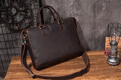 Cool Coffee Leather Mens Briefcase 15inch Laptop Bag Work Handbag Business Bag for Men