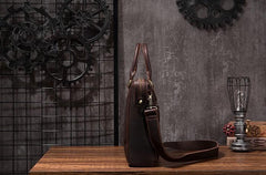 Cool Coffee Leather Mens Briefcase 15inch Laptop Bag Work Handbag Business Bag for Men