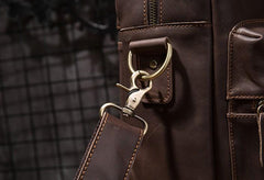 Cool Coffee Leather Mens Briefcase Work Handbag 15inch Laptop Bag Business Bag for Men