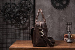 Cool Coffee Leather Mens Briefcase Work Handbag 15inch Laptop Bag Business Bag for Men