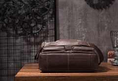 Cool Coffee Leather Mens Briefcase Work Handbag 15inch Laptop Bag Business Bag for Men