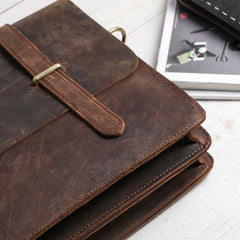 Cool Coffee Leather Mens Briefcase Work Shoulder Bag Laptop Bag Business Bag for Men
