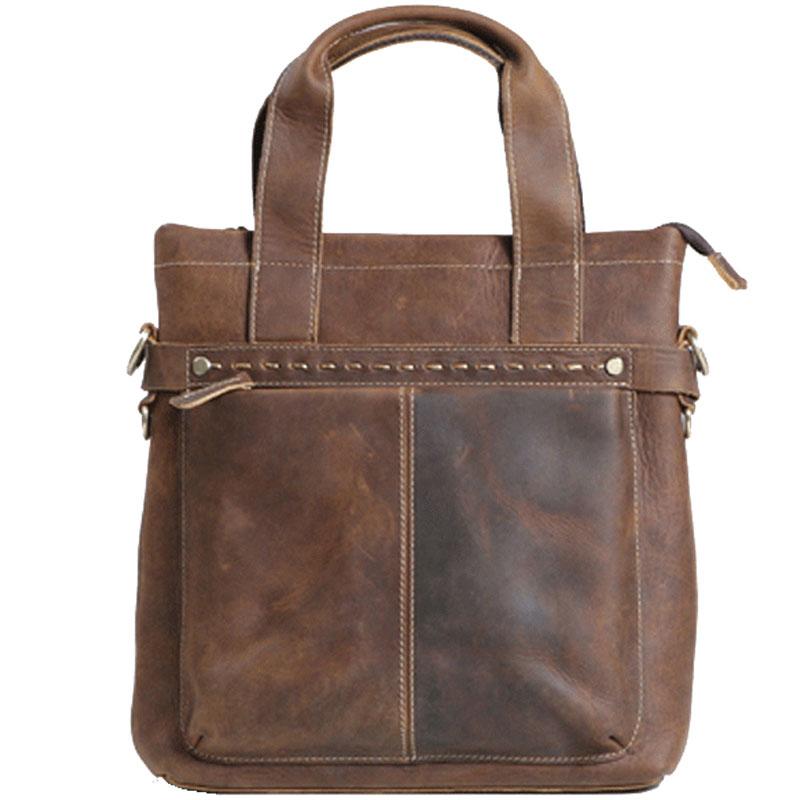 Cool Coffee Leather Mens Briefcases Work Bag Laptop Bag Business Bag for Men