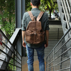 Cool Coffee Mens Leather Backpack Travel Backpacks Laptop Backpacks for men