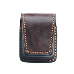 Cool Dark Brown Handmade Leather Mens Standard Zippo Lighter Case With Belt Loop Lighter Holders For Men