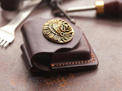 Cool Dark Brown Leather Mens Holster Zippo Lighter Case Standard Zippo Lighter Holder For Men