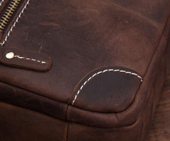 Coffee Leather Mens Small Messenger Bag Cool Mini Side Bag Belt Bag for men