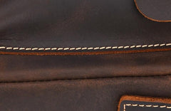 Cool Dark Brown Leather Mens Small Messenger Bags Cool Side Bag Tablet Messenger Bag for men