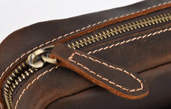 Cool Dark Brown Leather Mens Small Messenger Bags Cool Side Bag Tablet Messenger Bag for men