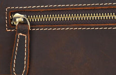 Cool Dark Brown Leather Mens Small Messenger Bags Cool Side Bag Tablet Messenger Bag for men