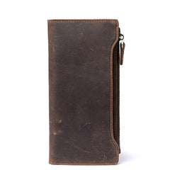 Cool Dark Brown Mens Leather Long Wallet Bifold Long Multi-Cards Wallet for Men