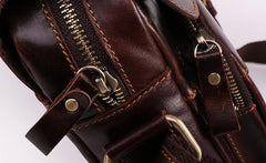 Cool Dark Brown Vintage Leather Small Side Bag Messenger Bag Shoulder Bags For Men