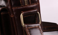 Cool Dark Brown Vintage Leather Small Side Bag Messenger Bag Shoulder Bags For Men