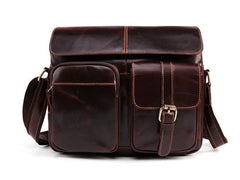 Cool Dark Brown Vintage Leather Small Side Bag Messenger Bag Shoulder Bags For Men