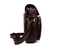 Cool Dark Brown Vintage Leather Small Side Bag Messenger Bag Shoulder Bags For Men