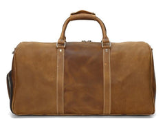 Cool Vintage Brown Leather Men Barrel Overnight Bags Travel Bags Weekender Bags For Men