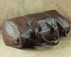 Cool Coffee Brown Leather Mens Large Travel Bag Overnight Bag Weekender Bags For Men