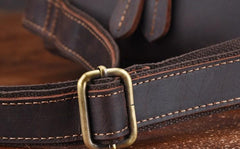 Cool Dark Brown Leather Mens Tablet Messenger Bag Small Side Bag Courier Bag For Men