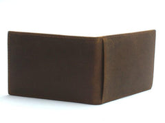 Cool Dark Brown Leather Mens Small Bifold Wallet billfold Wallet License Wallet for Men
